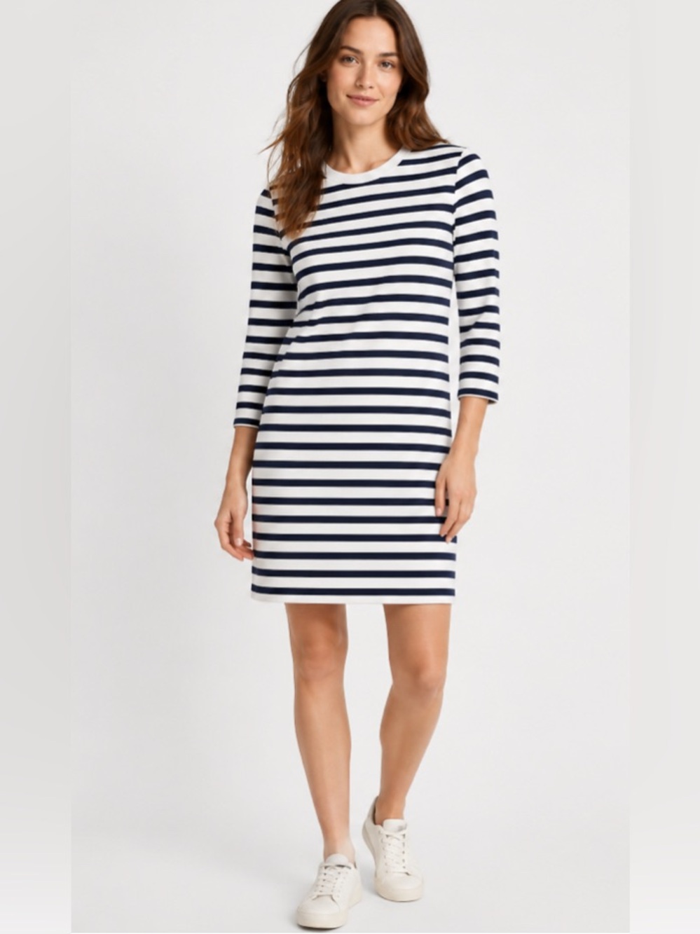 Boden 3/4 Sleeve Striped Dress